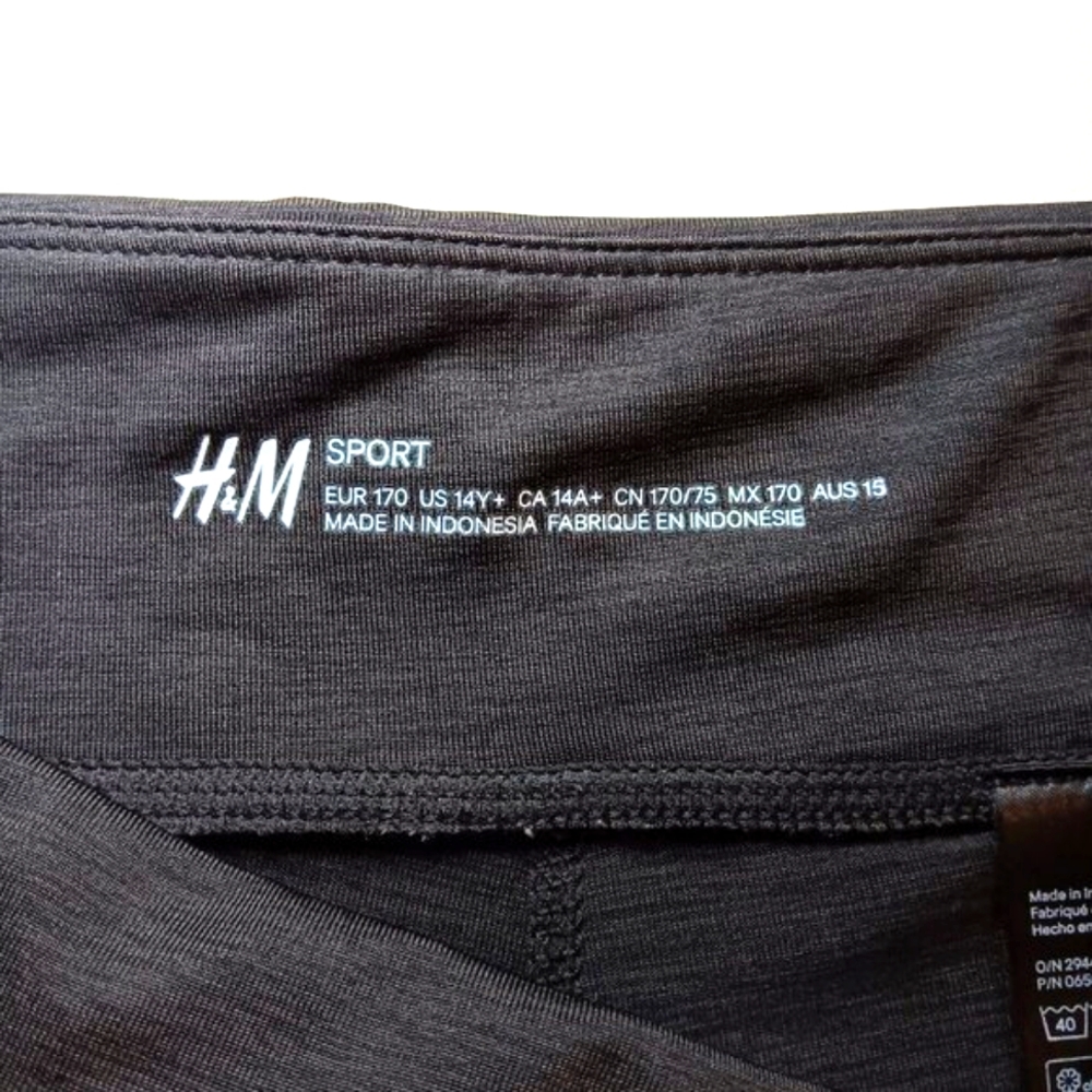 H&M Sport Girls Charcoal Grey Leggings Pink 'Active Squad' Leg Graphics Size 14 - Picture 2 of 13